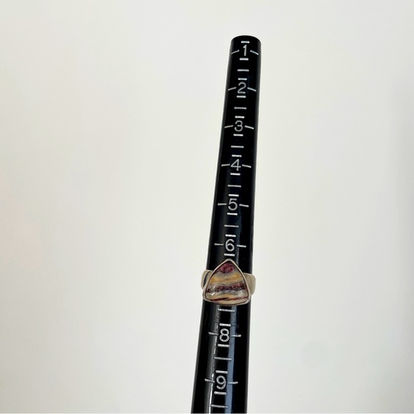 🌈 Triangular Alaskan RAINBOW JASPER Ring, Set in Sterling Silver - Picture 16 of 16